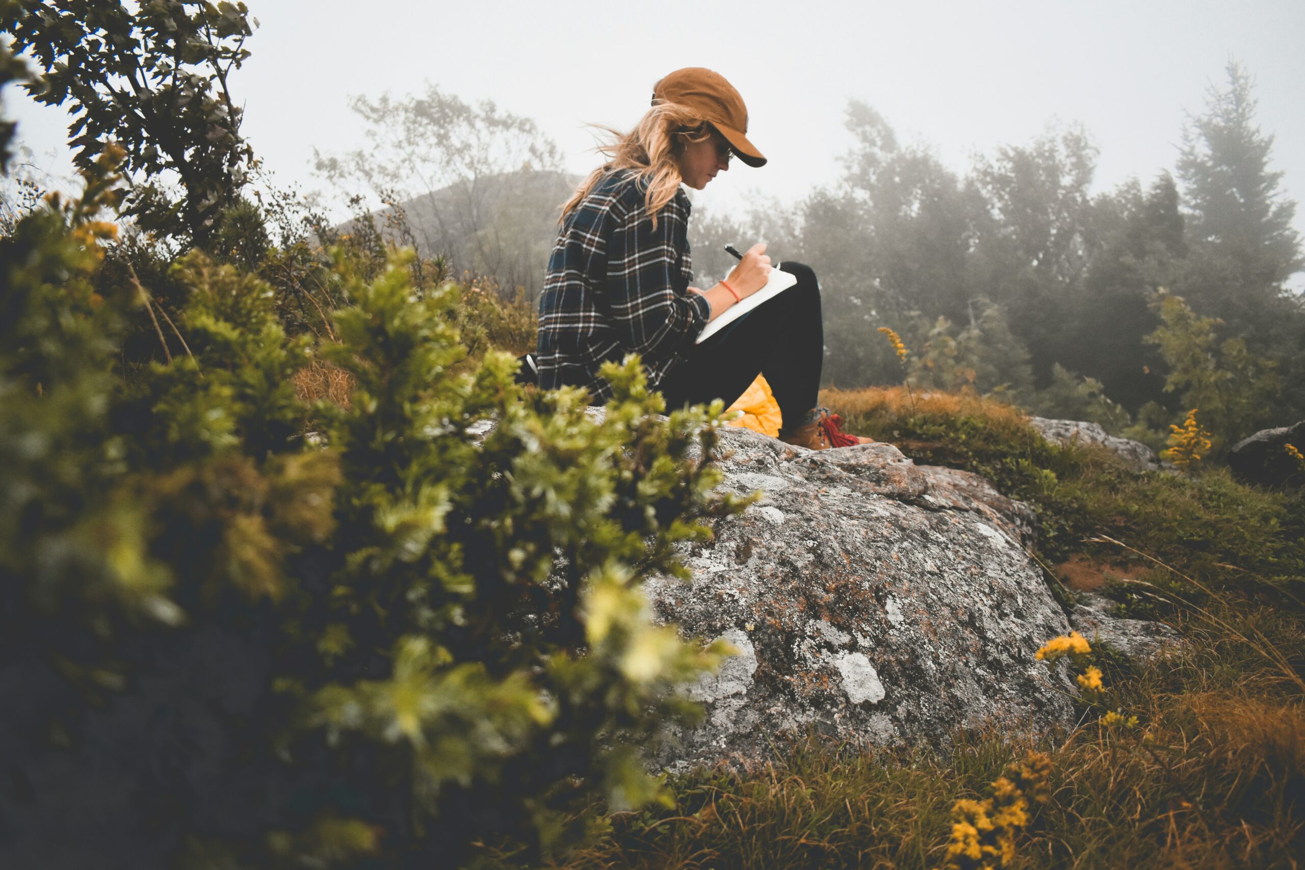 Journaling outdoors in a natural setting